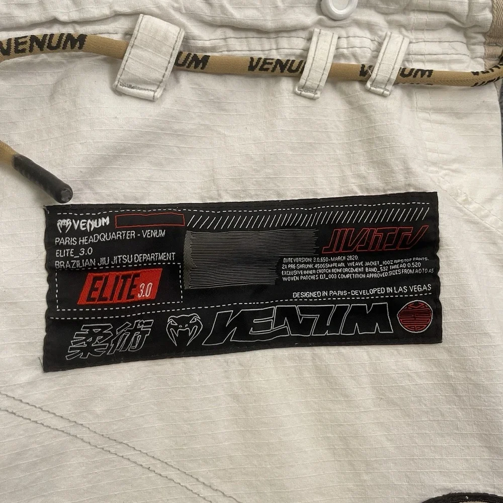 Venum BJJ Gi Pants Mens A4 White Red Ripstop Brazilian Jiu Jitsu Training MM